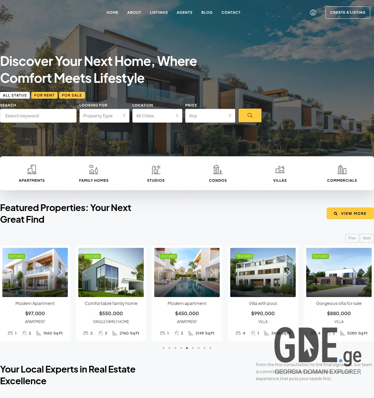 Screenshot of the site investhome.ge at 2026-07-18