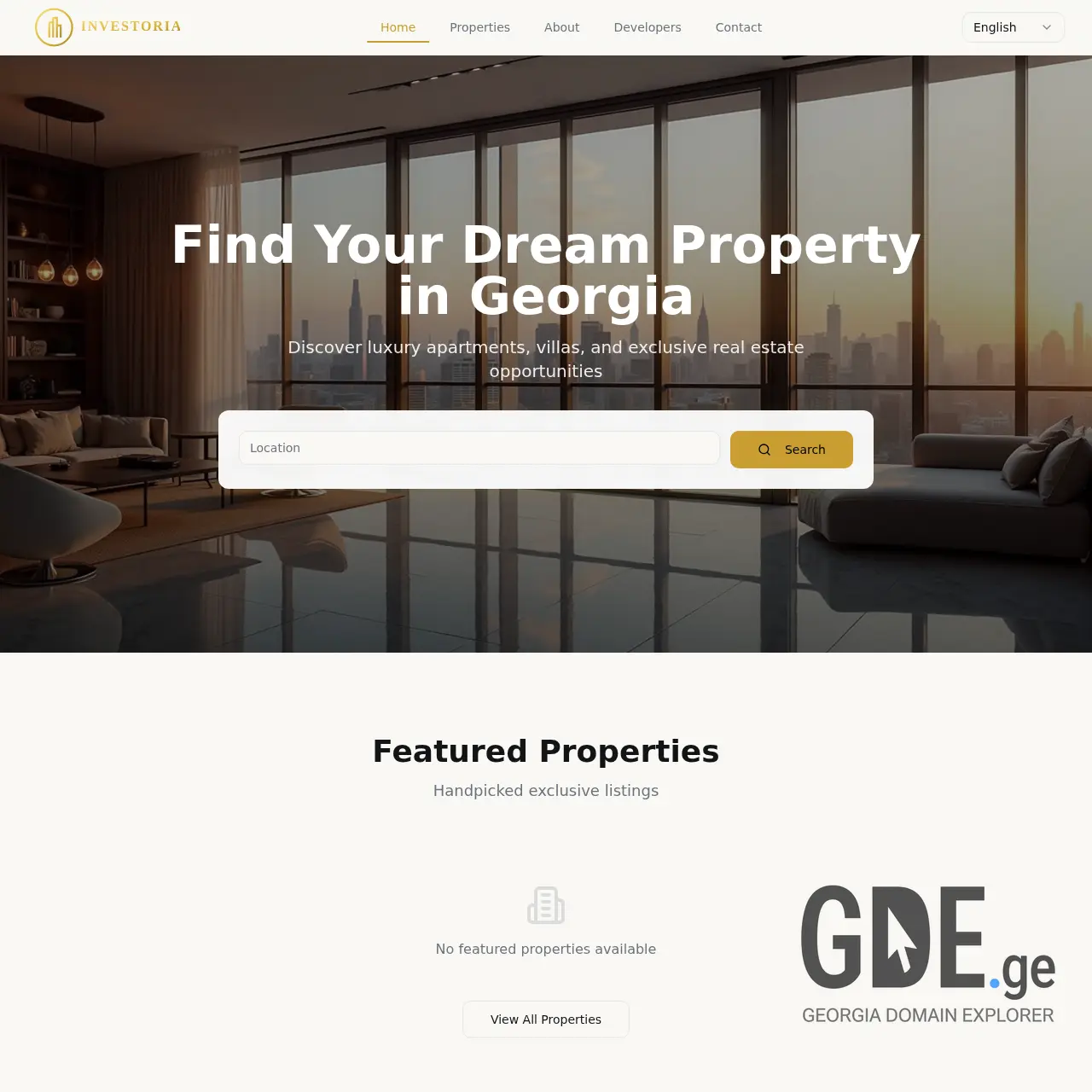 Screenshot of the site investoria.ge at 2026-03-28