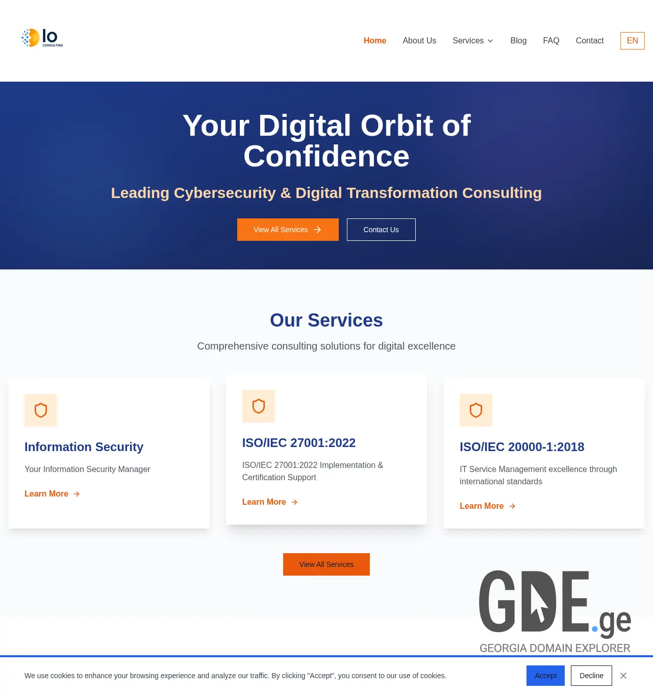 Screenshot of the site ioconsulting.ge at 2026-05-02