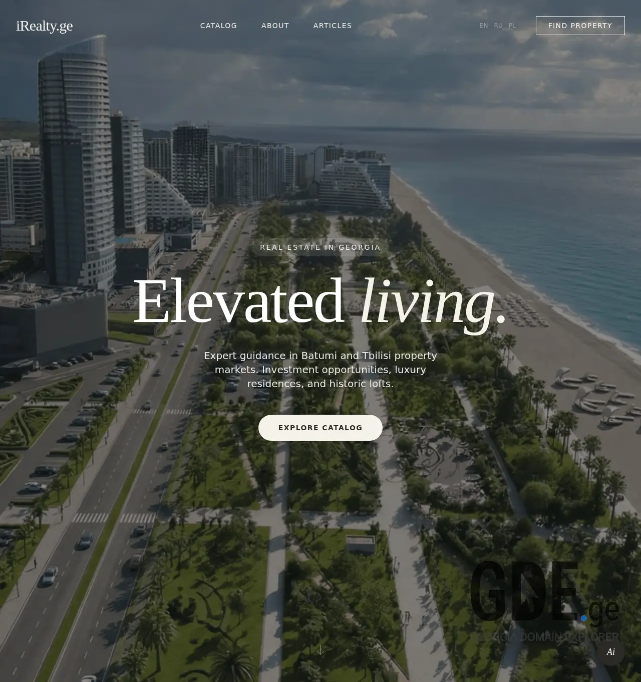 Screenshot of the site irealty.ge at 2026-04-08