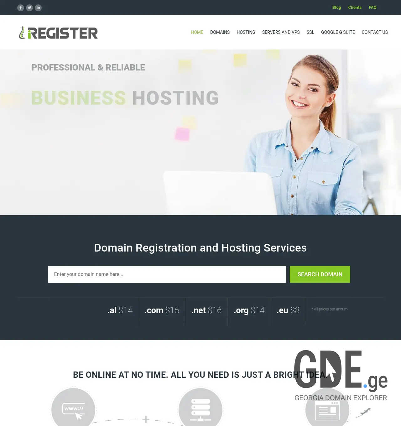 Screenshot of the site iregister.ge at 2026-04-25