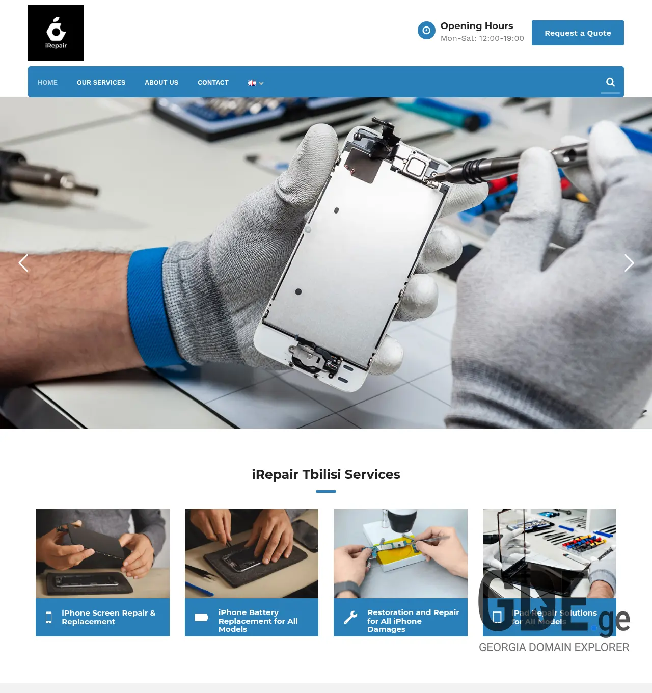 Screenshot of the site irepairtbilisi.ge at 2026-07-18