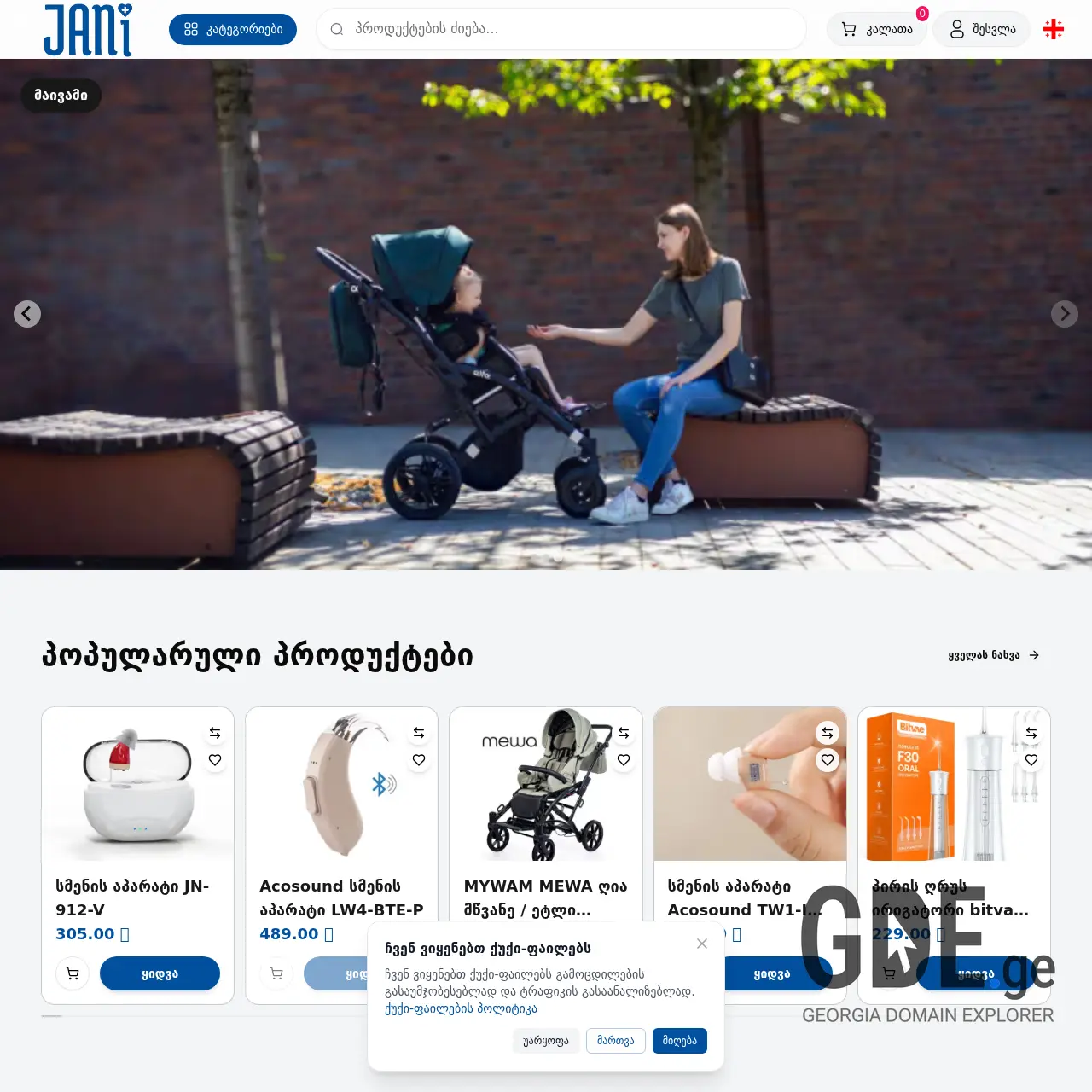 Screenshot of the site janishop.ge at 2026-03-28