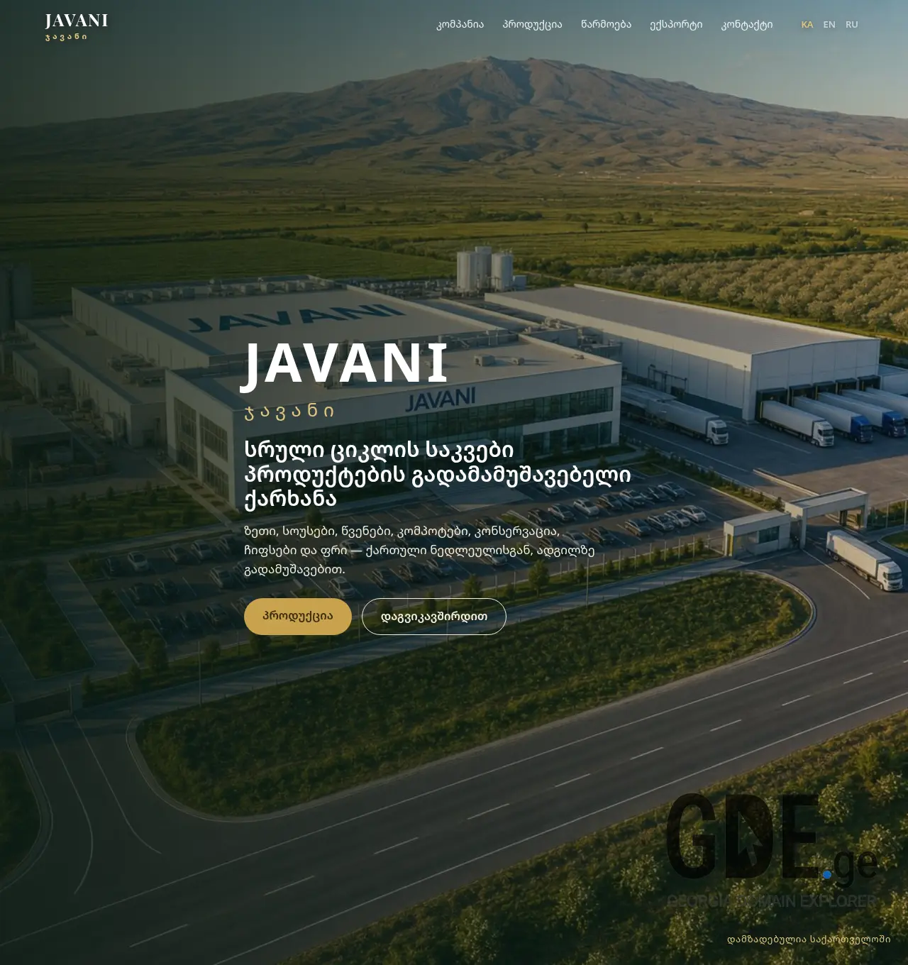 Screenshot of the site javani.ge at 2026-07-05