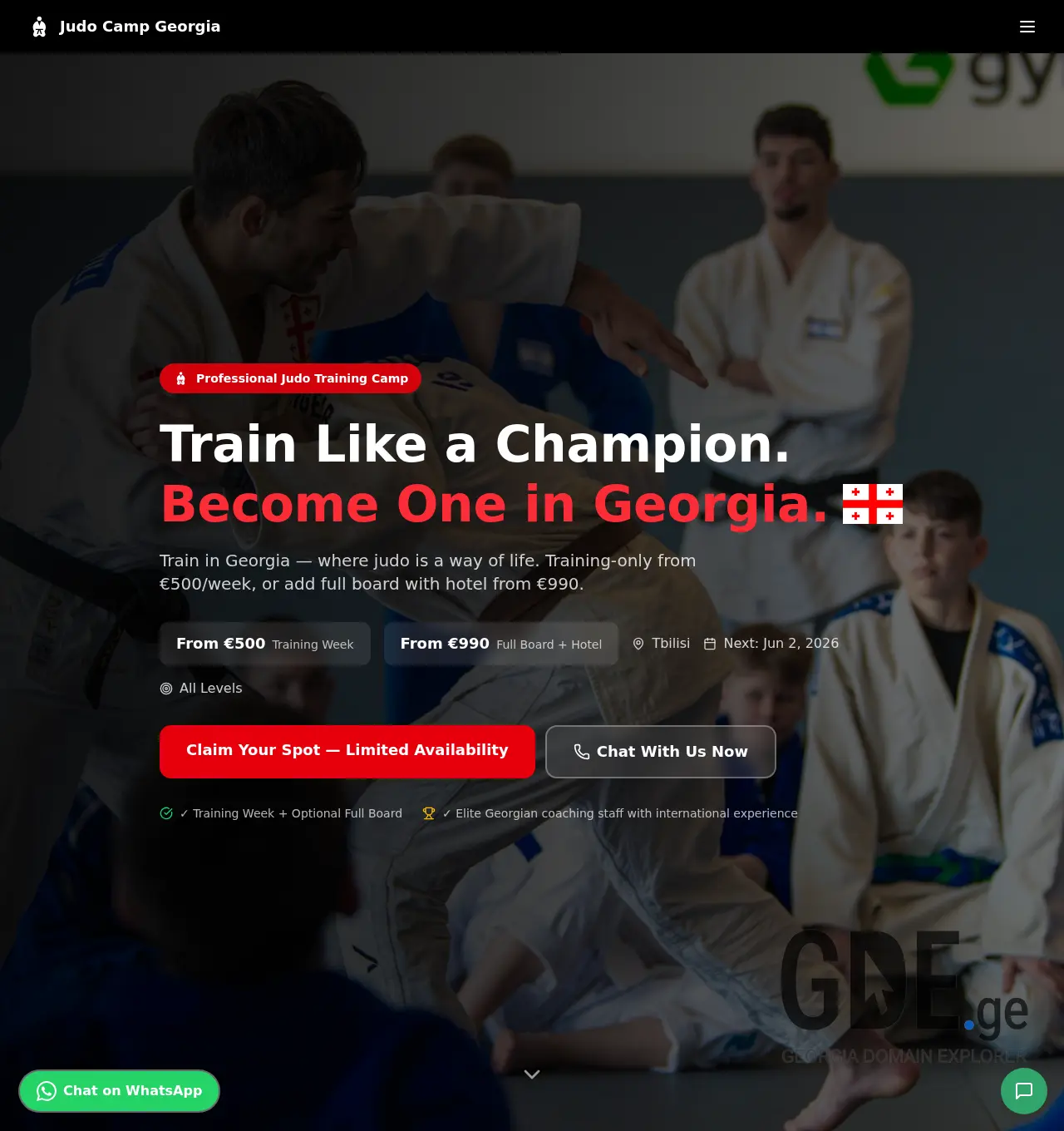 Screenshot of the site judocamp.ge at 2026-05-30