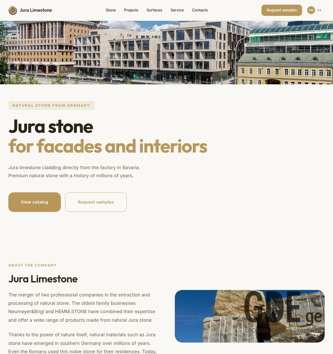 Screenshot of the site jura-limestone.ge at 2026-07-19