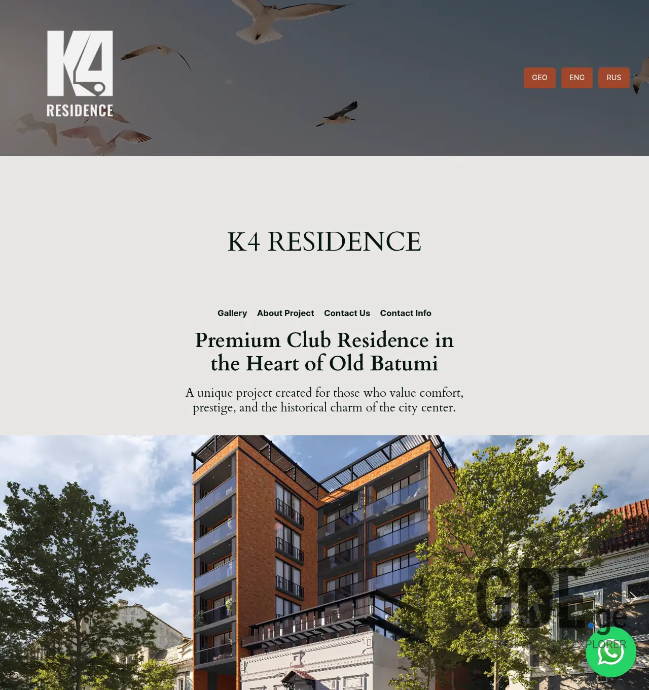 Screenshot of the site k4residence.ge at 2026-04-17
