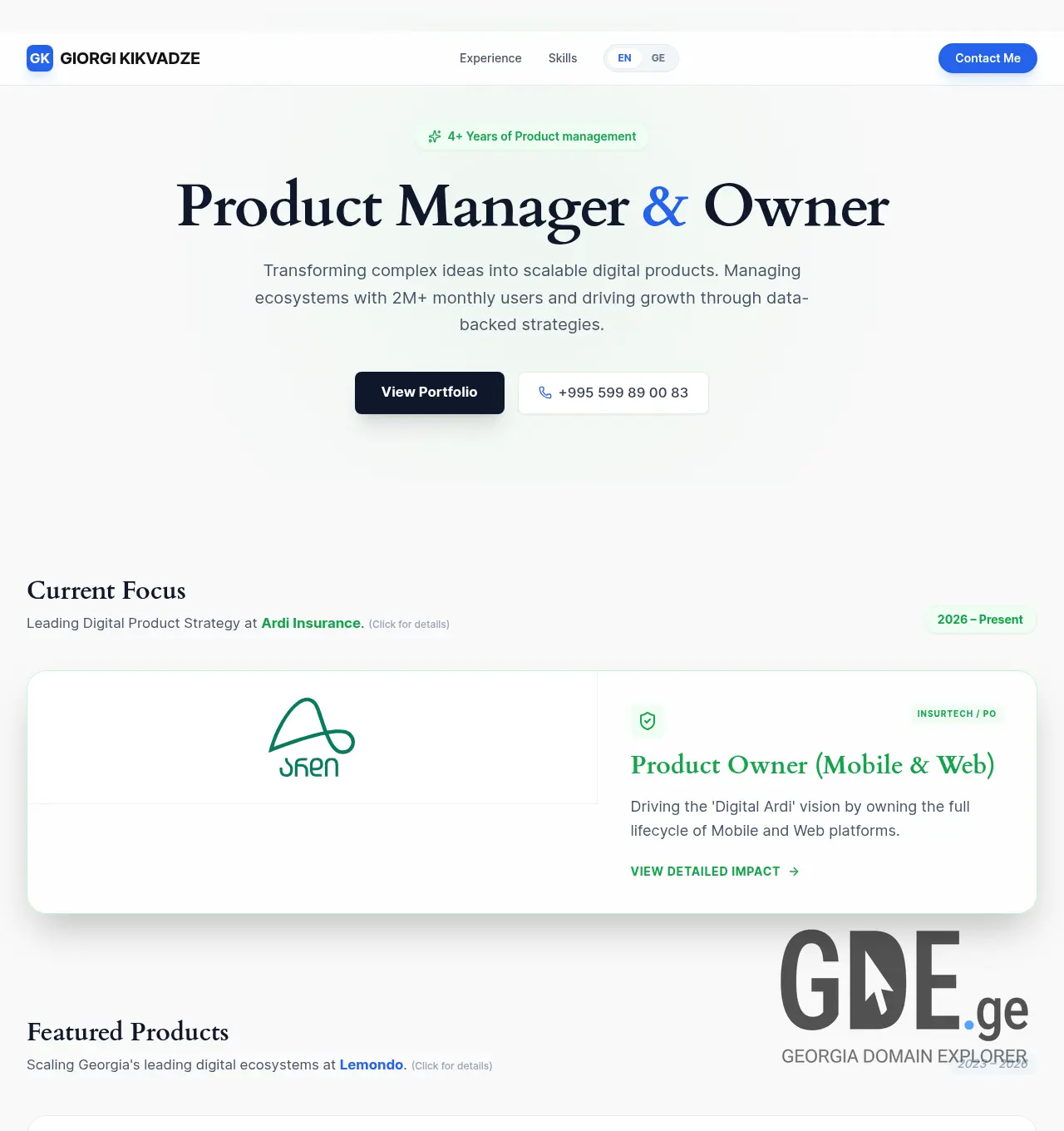 Screenshot of the site kikvadze.ge at 2026-05-05