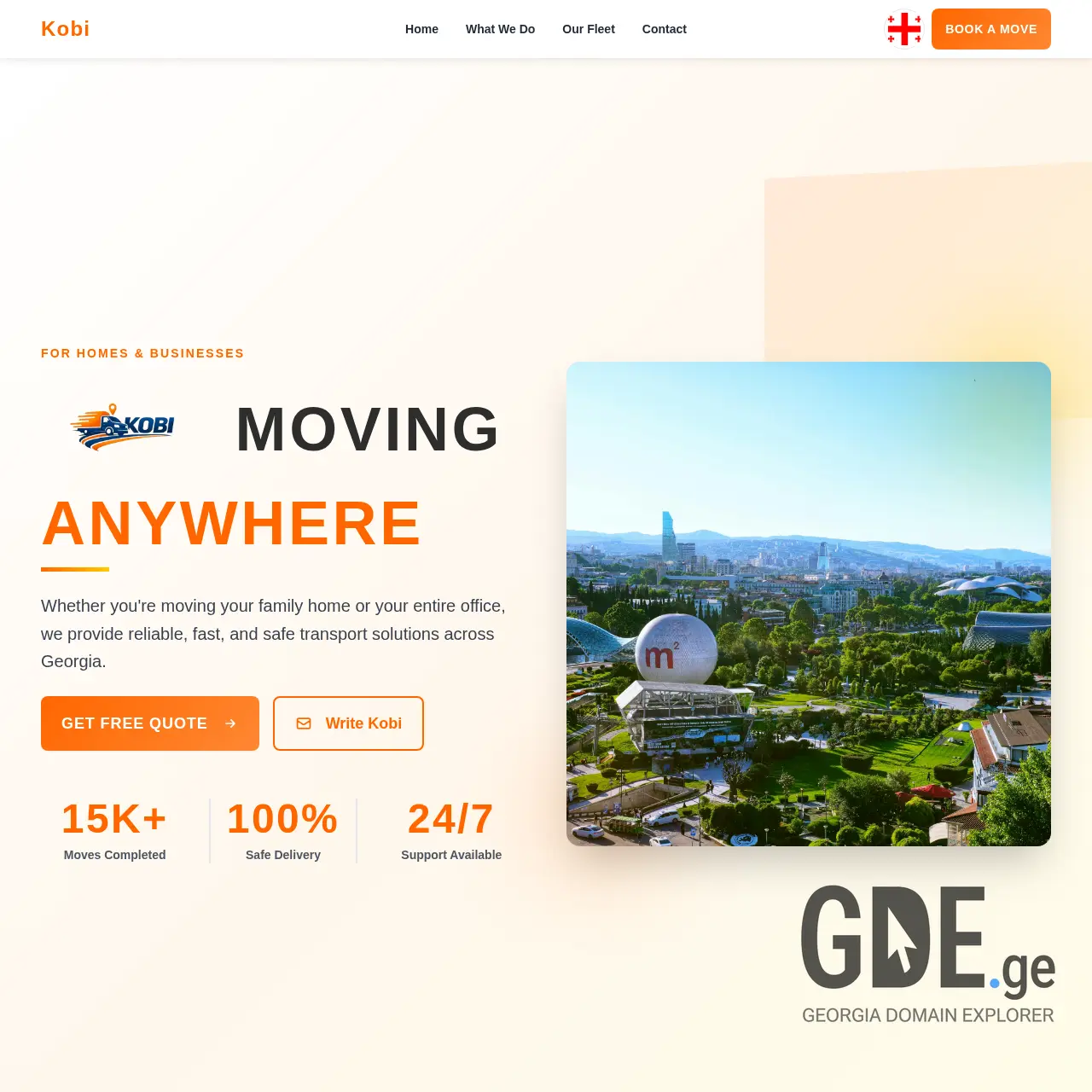 Screenshot of the site kobitransport.ge at 2026-03-19
