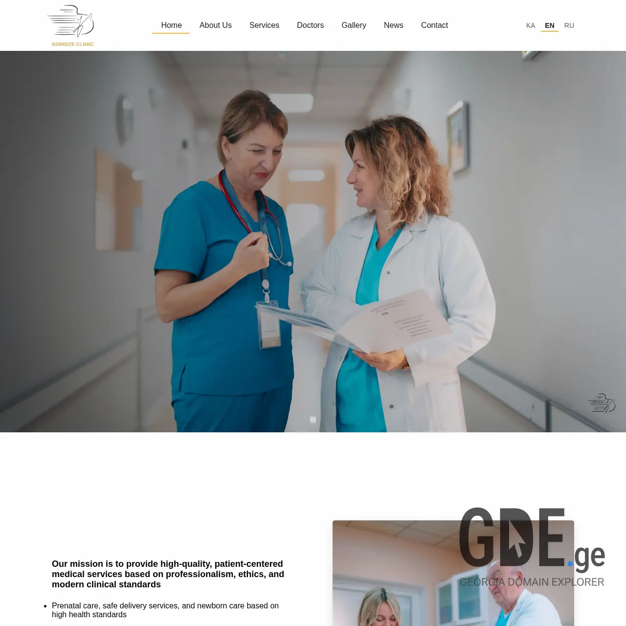 Screenshot of the site koridzeclinic.ge at 2026-03-28