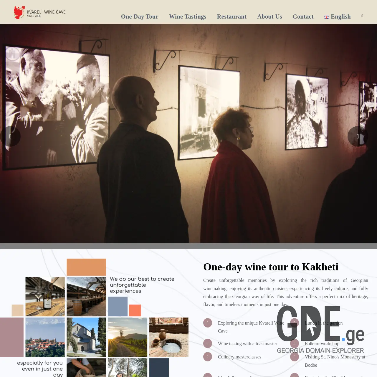 Screenshot of the site kvareliwinecave.ge at 2026-03-01