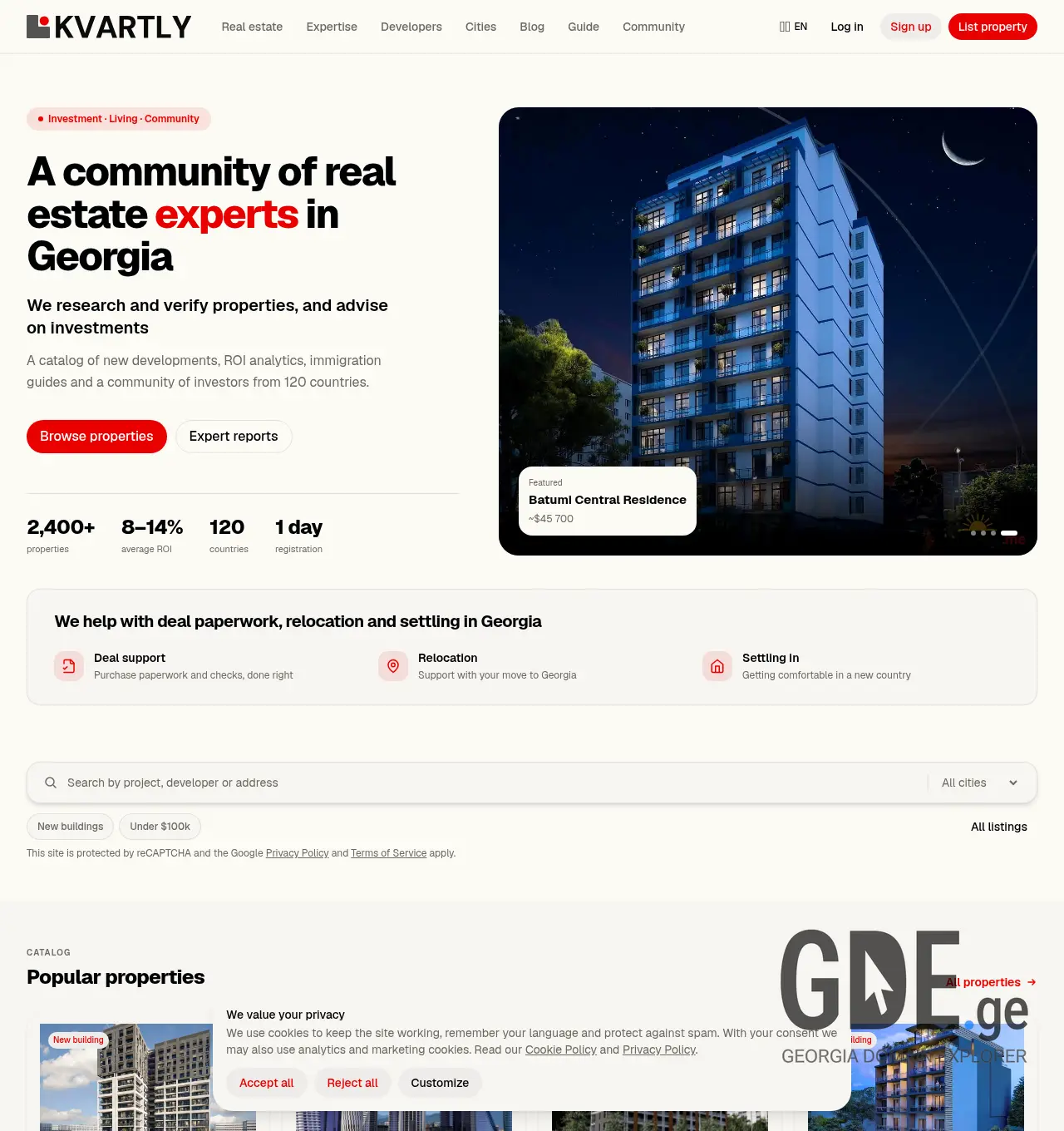 Screenshot of the site kvartly.ge at 2026-07-06