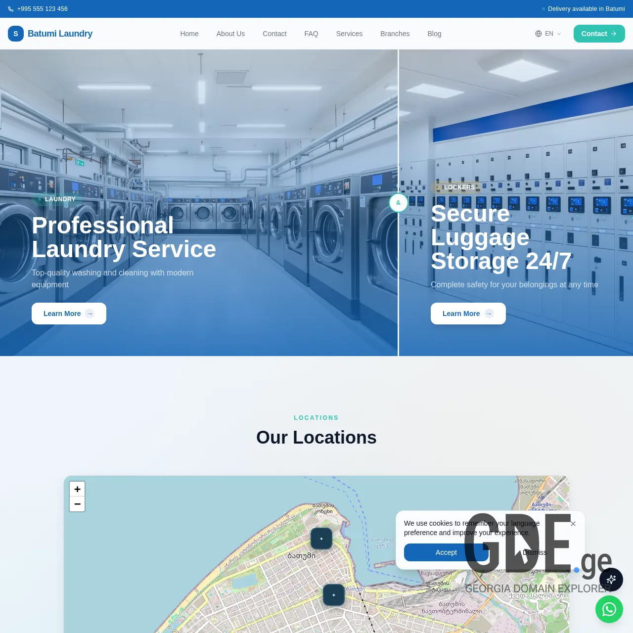 Screenshot of the site laundrybatumi.ge at 2026-03-25
