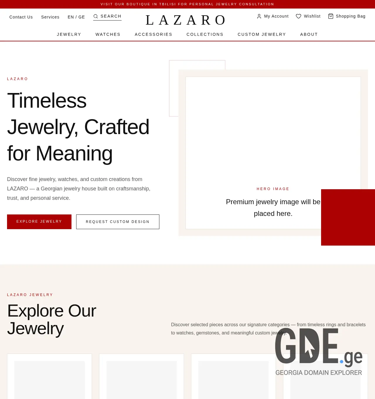 Screenshot of the site lazaro.ge at 2026-05-13