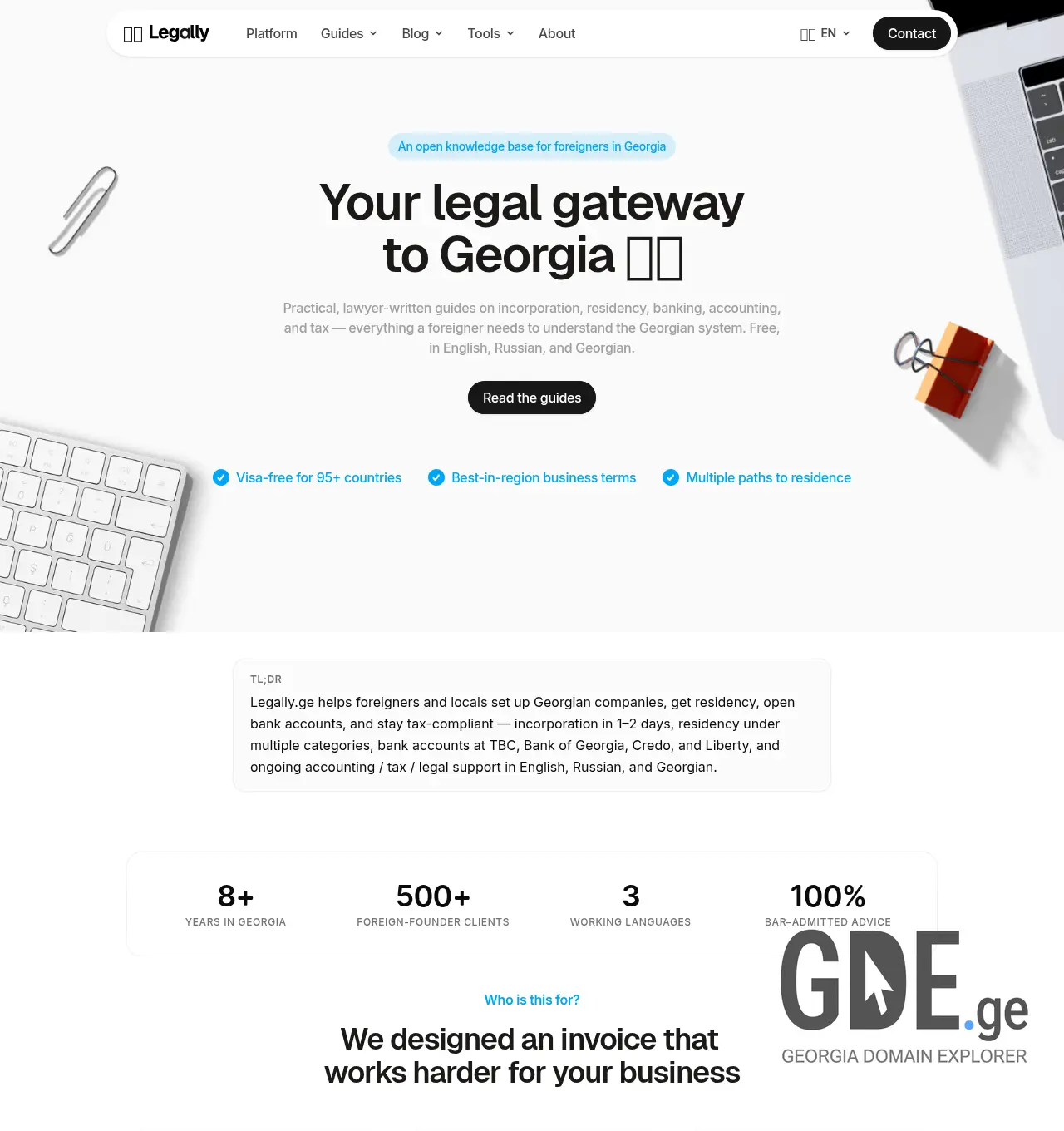 Screenshot of the site legally.ge at 2026-05-07