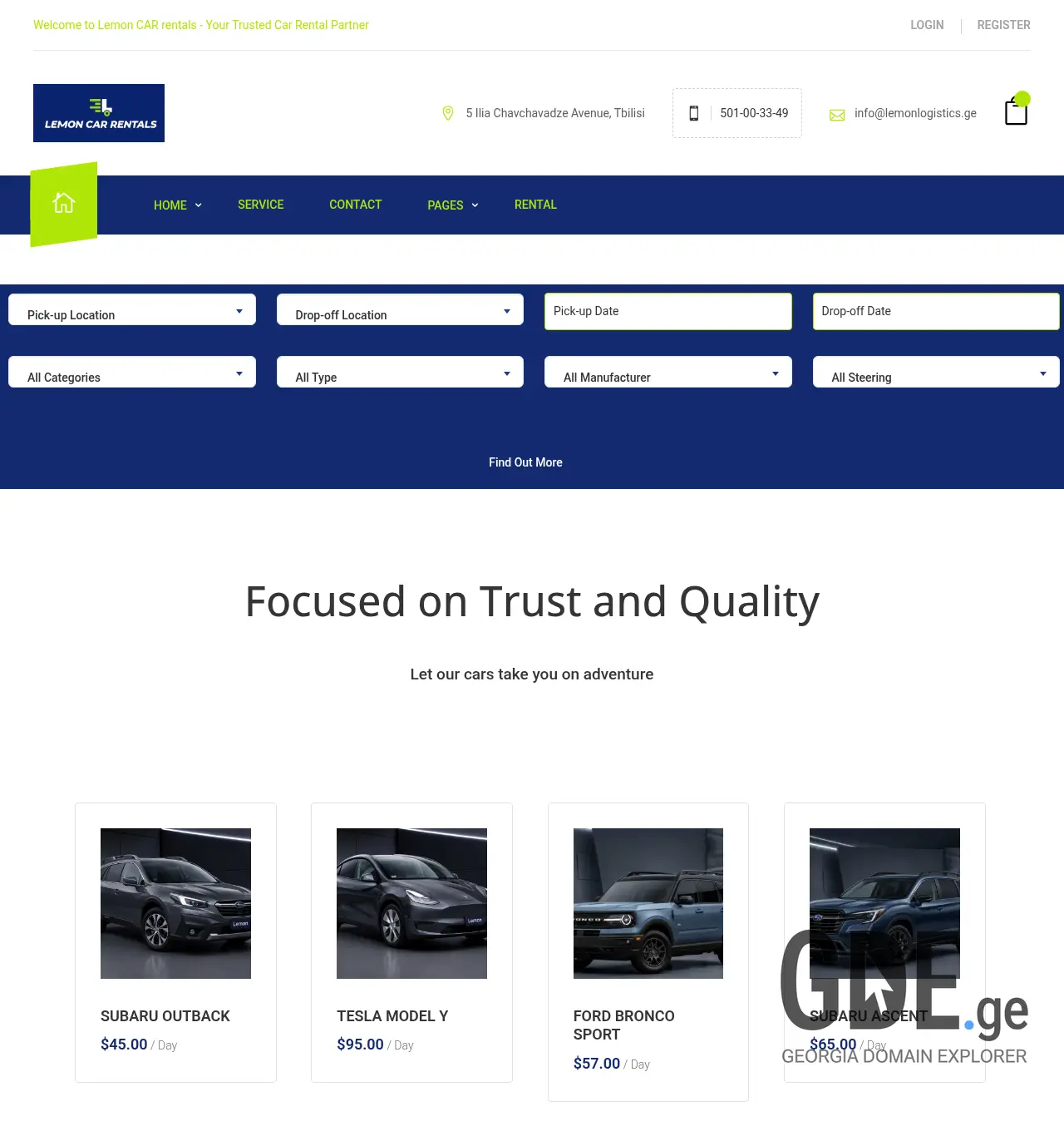 Screenshot of the site lemoncarrentals.ge at 2026-06-16
