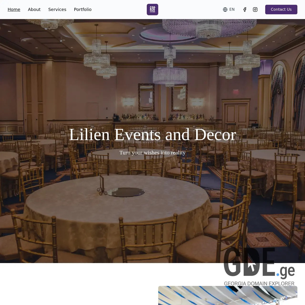 Screenshot of the site lilienevents.ge at 2026-03-02