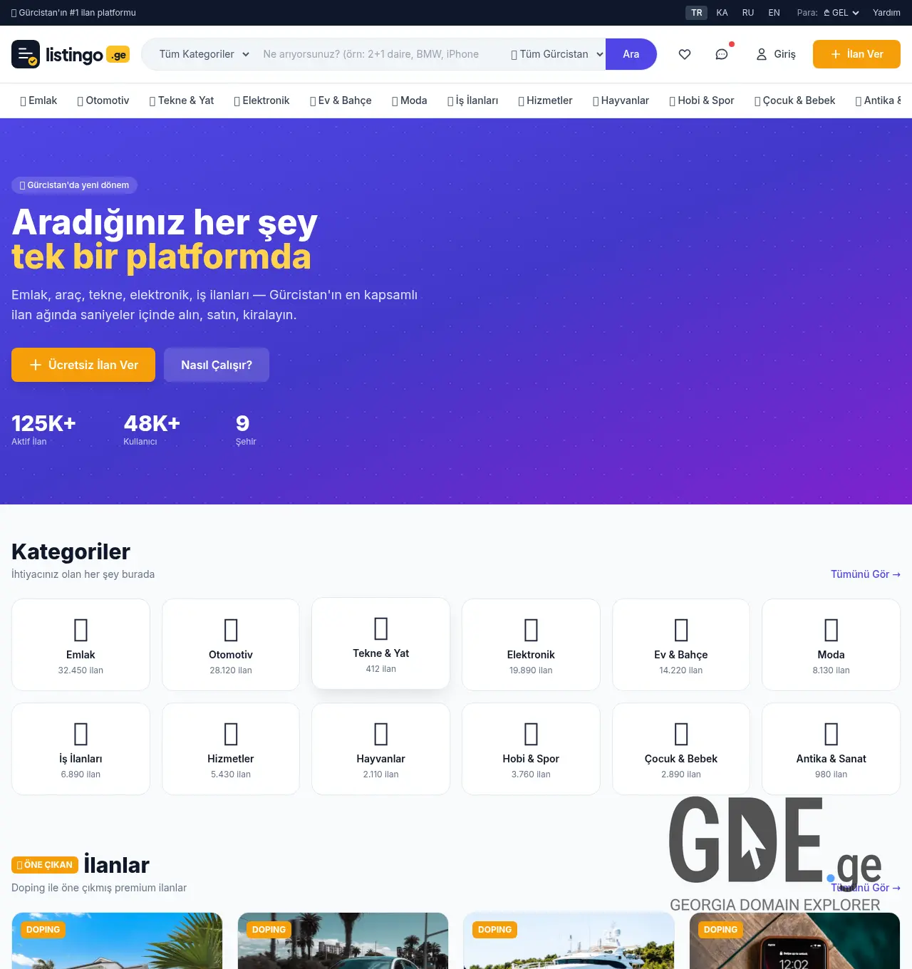 Screenshot of the site listingo.ge at 2026-05-15