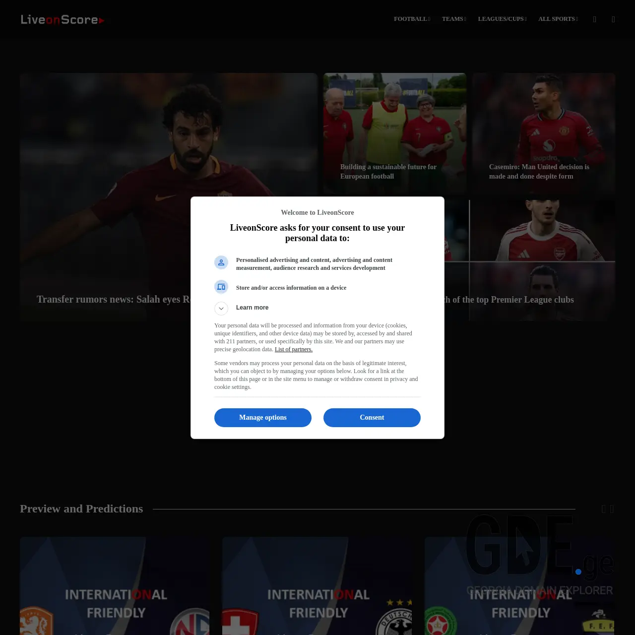 Screenshot of the site liveonscore.ge at 2026-03-28
