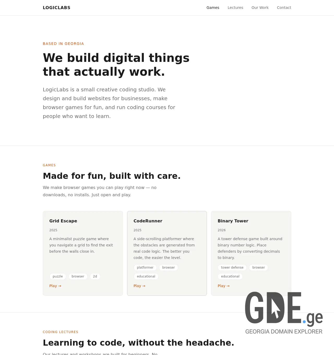 Screenshot of the site logiclabs.ge at 2026-06-16