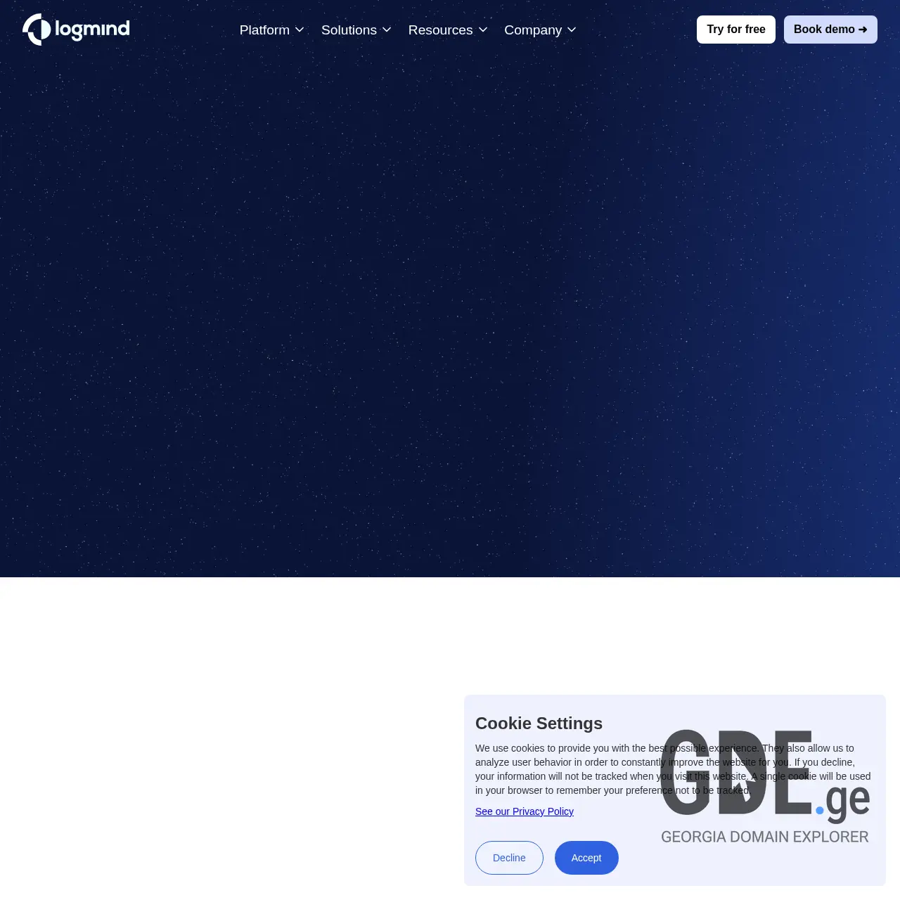 Screenshot of the site logmind.ge at 2026-03-28