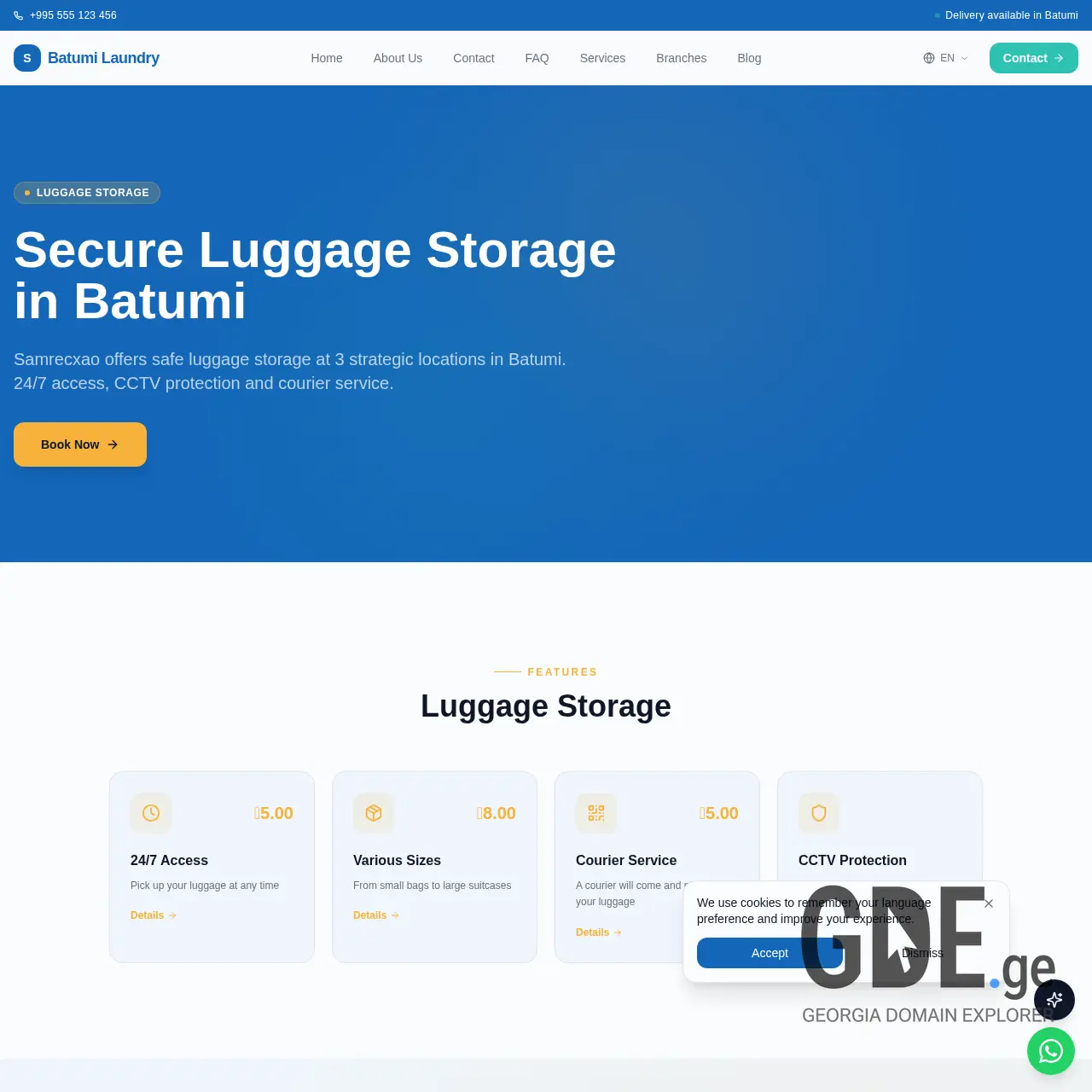 Screenshot of the site luggagestorage.ge at 2026-03-25