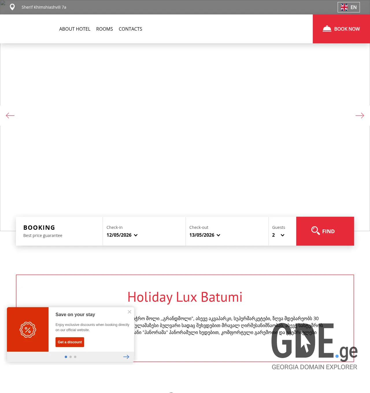 Screenshot of the site luxapartments.ge at 2026-05-12