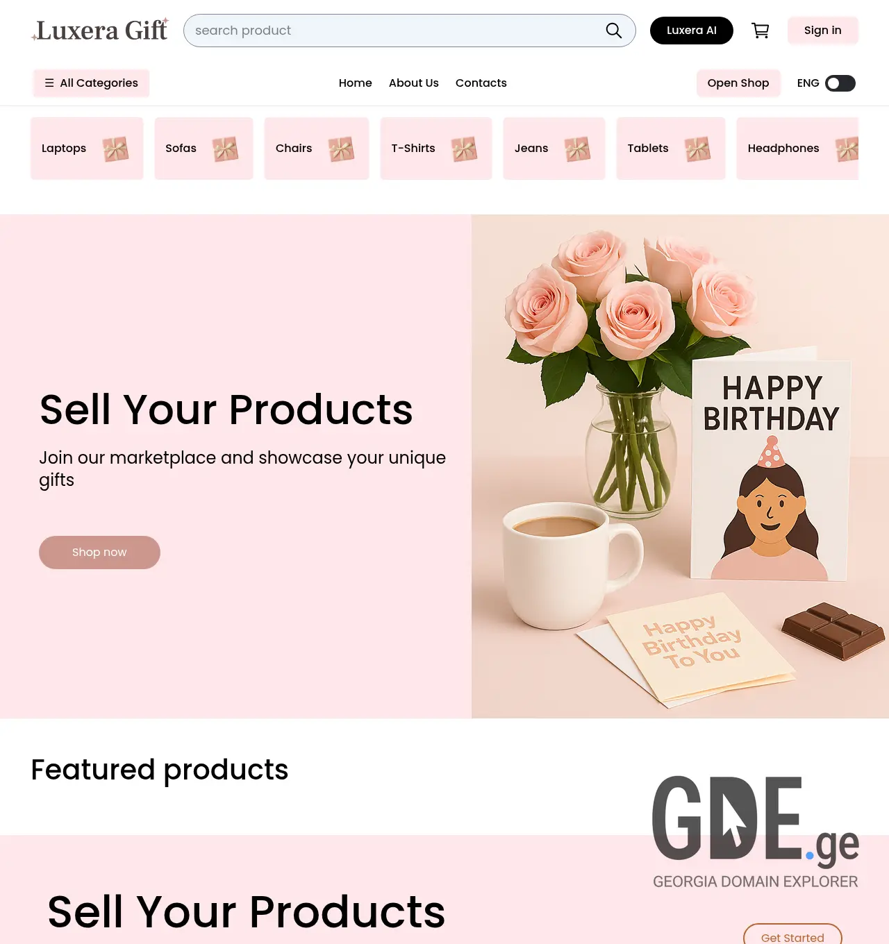 Screenshot of the site luxeragift.ge at 2026-04-06