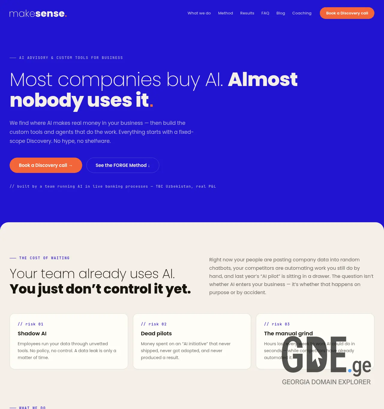 Screenshot of the site makesense.ge at 2026-07-18