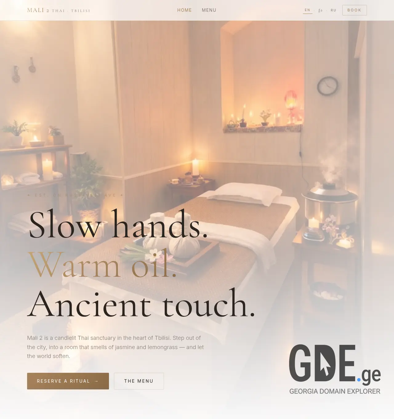 Screenshot of the site malithaimassage.ge at 2026-07-27