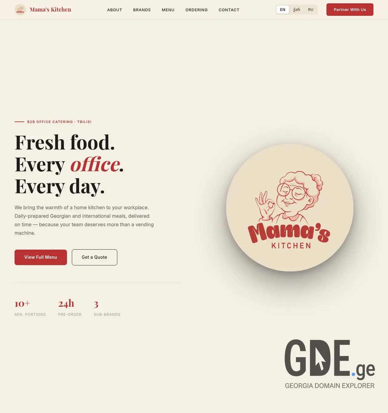Screenshot of the site mamaskitchen.ge at 2026-06-28