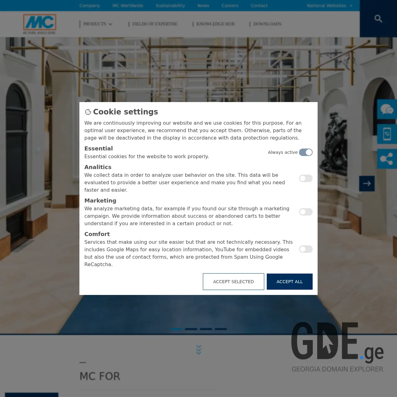 Screenshot of the site mc-bauchemie.ge at 2026-03-02