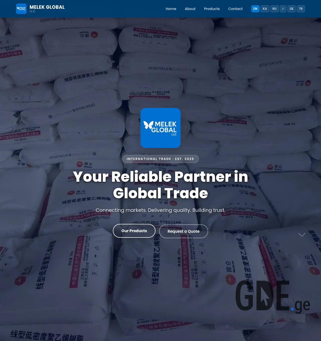 Screenshot of the site melekglobal.ge at 2026-04-21