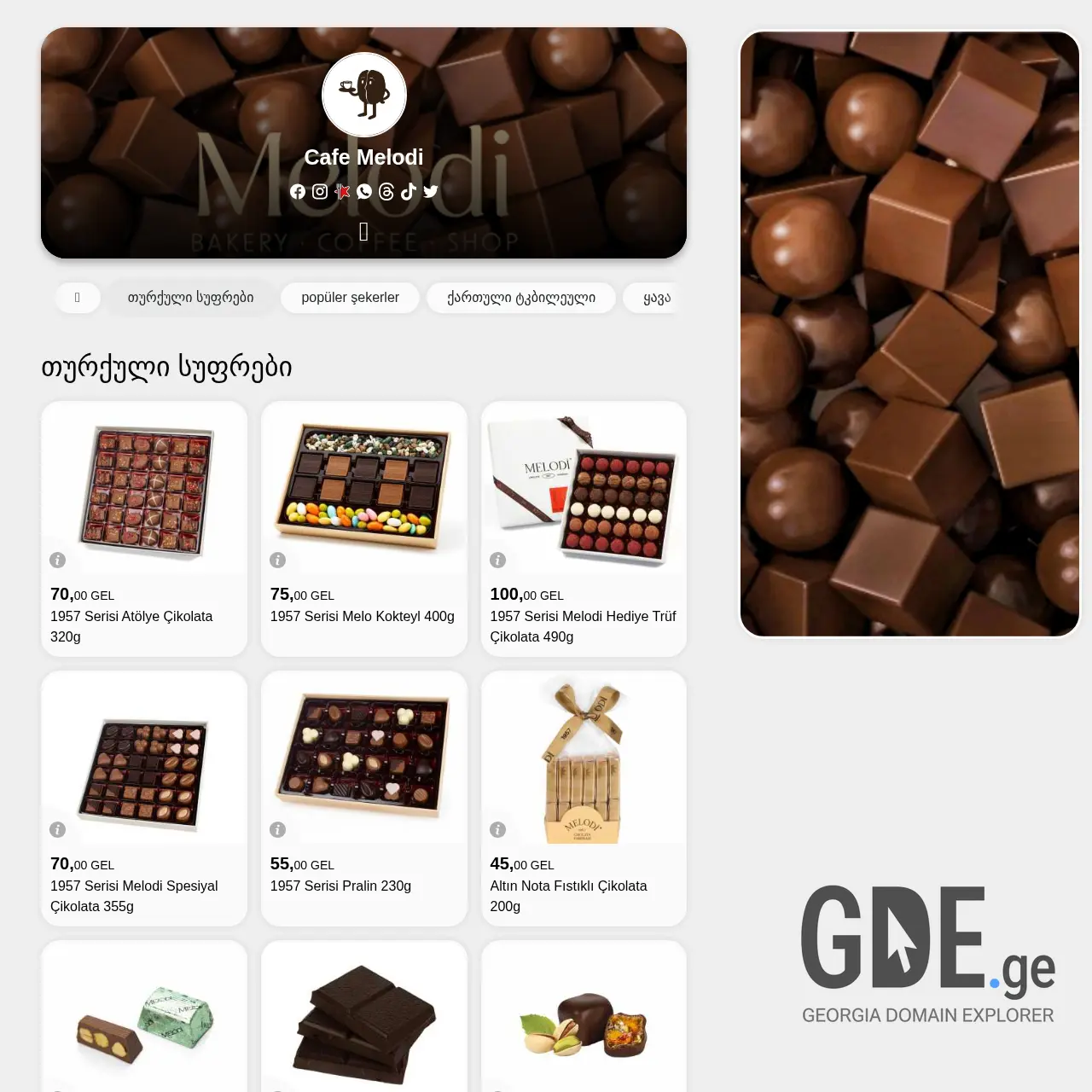 Screenshot of the site melodi.ge at 2026-03-28
