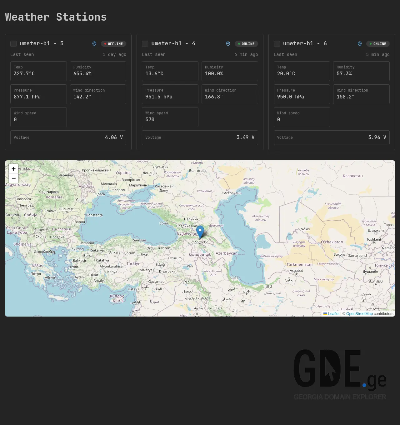 Screenshot of the site meteoserver.ge at 2026-05-22