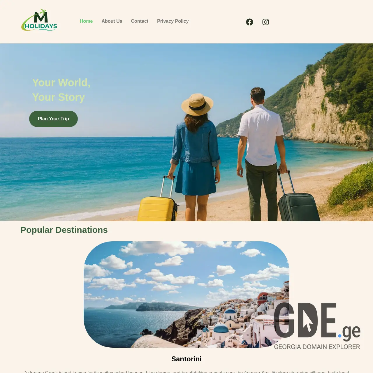 Screenshot of the site mholidays.ge at 2026-03-26