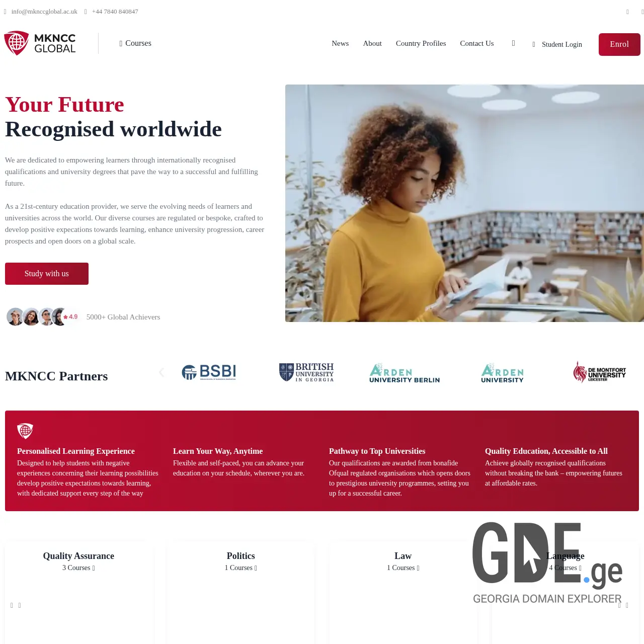 Screenshot of the site mknccglobal.ge at 2026-03-28