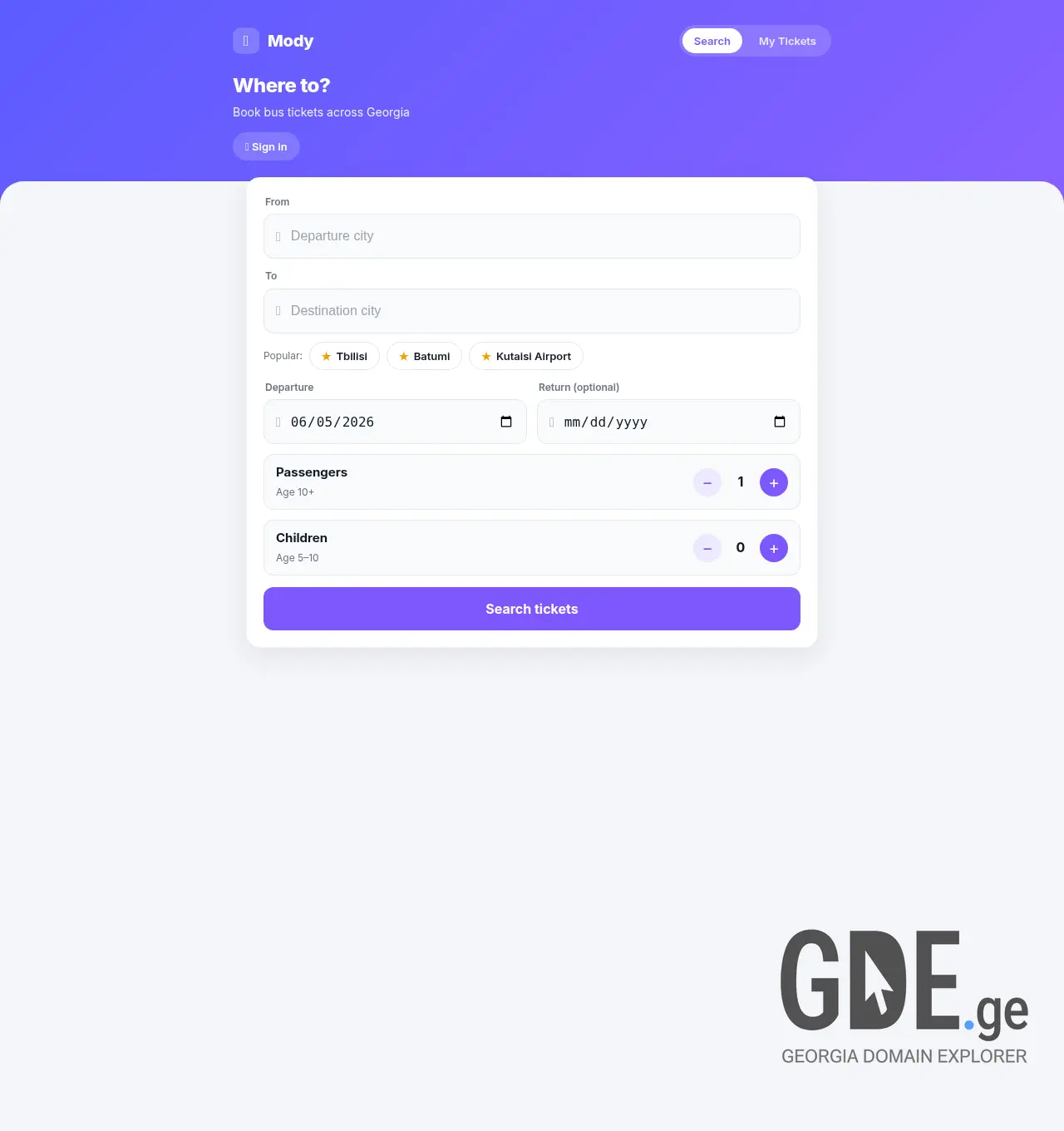 Screenshot of the site mody.ge at 2026-06-05