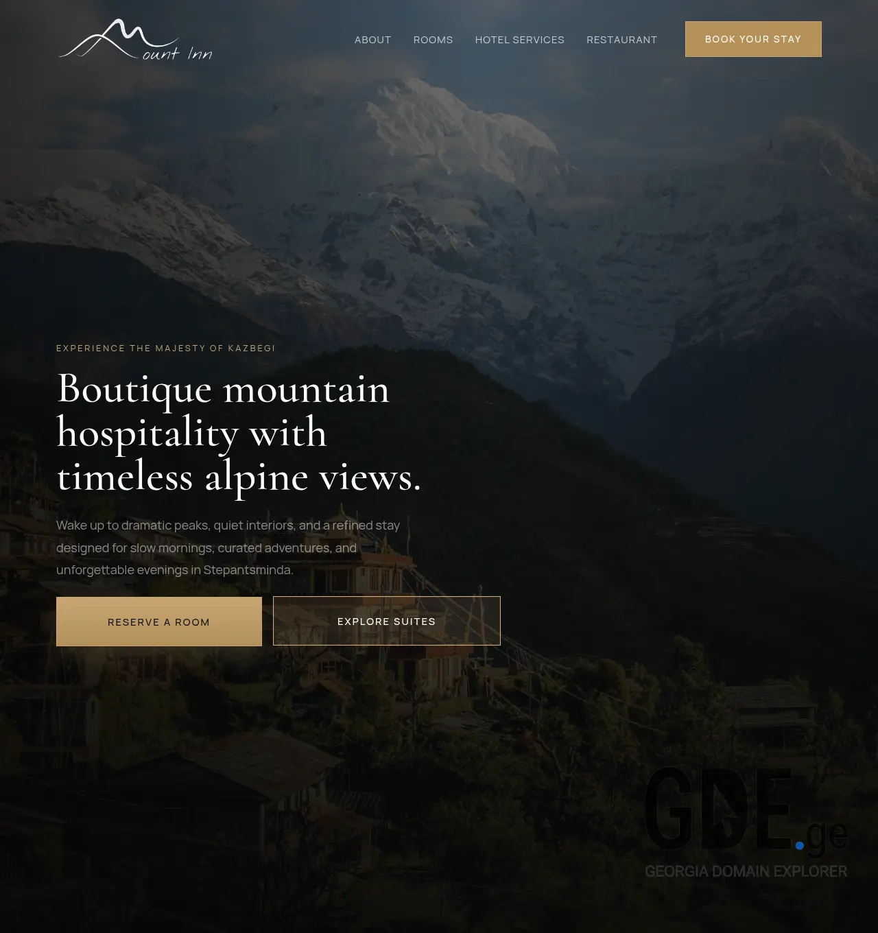 Screenshot of the site mountinnkazbegi.ge at 2026-07-15