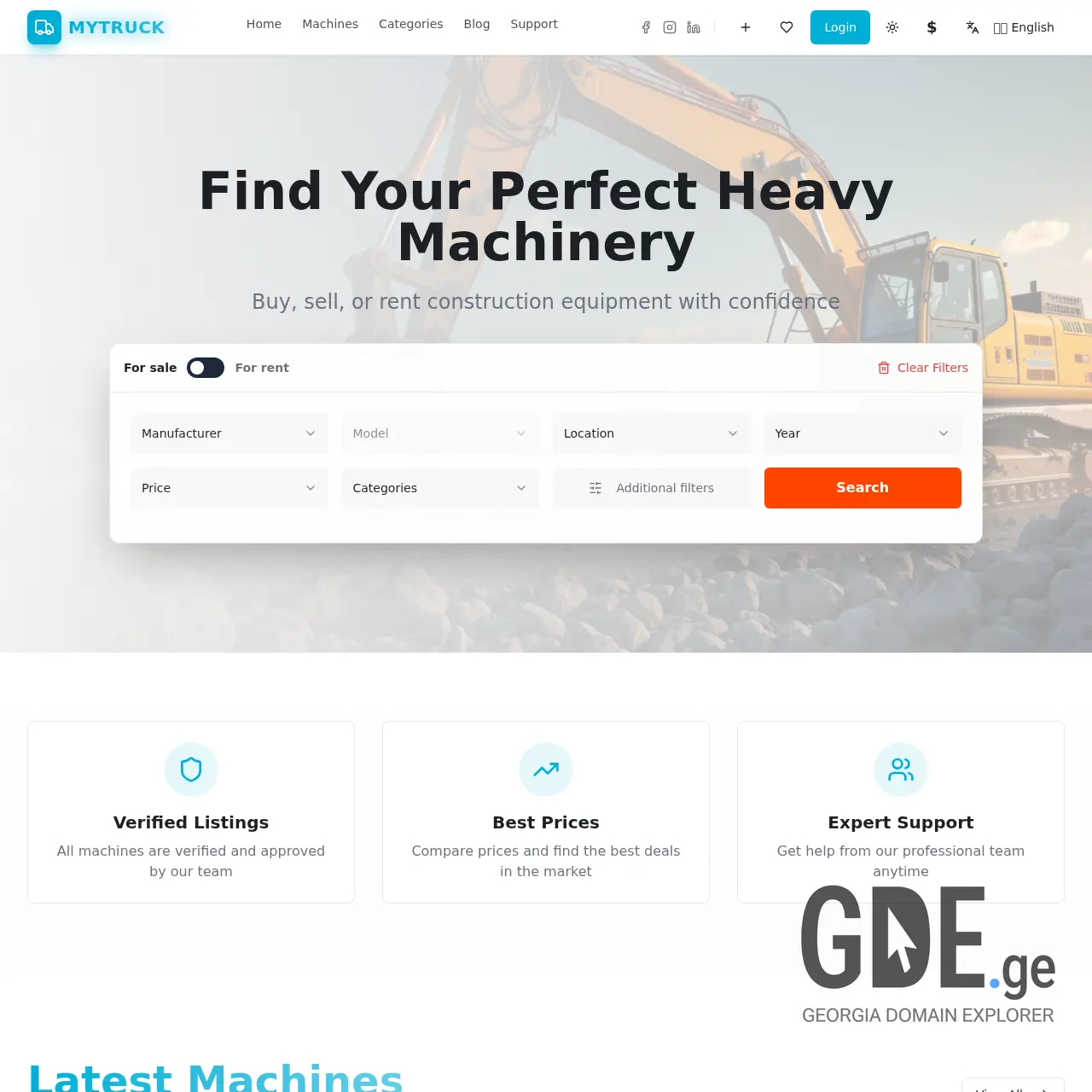 Screenshot of the site mytruck.ge at 2026-03-26