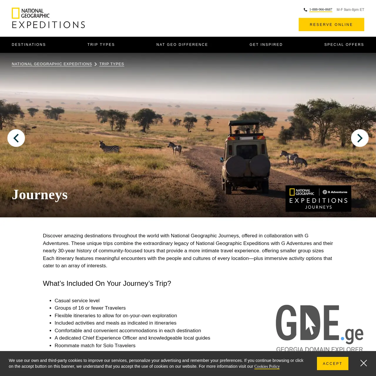 Screenshot of the site natgeojourneys.ge at 2026-03-28