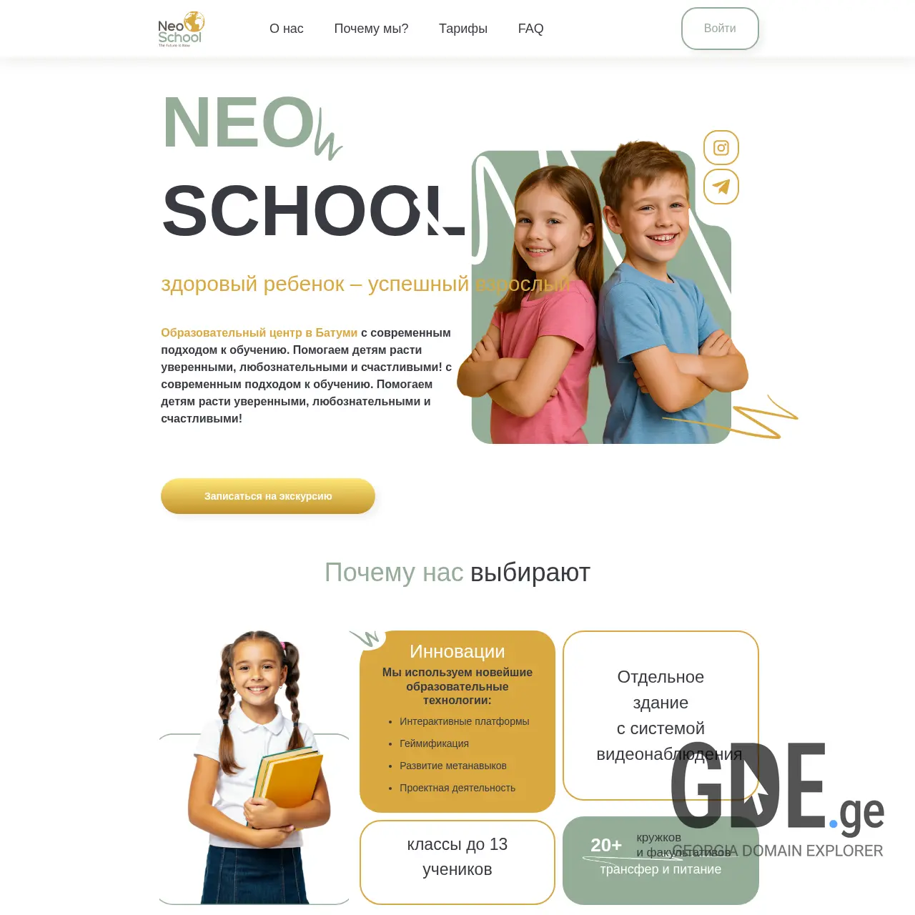 Screenshot of the site neoschool.ge at 2026-03-01