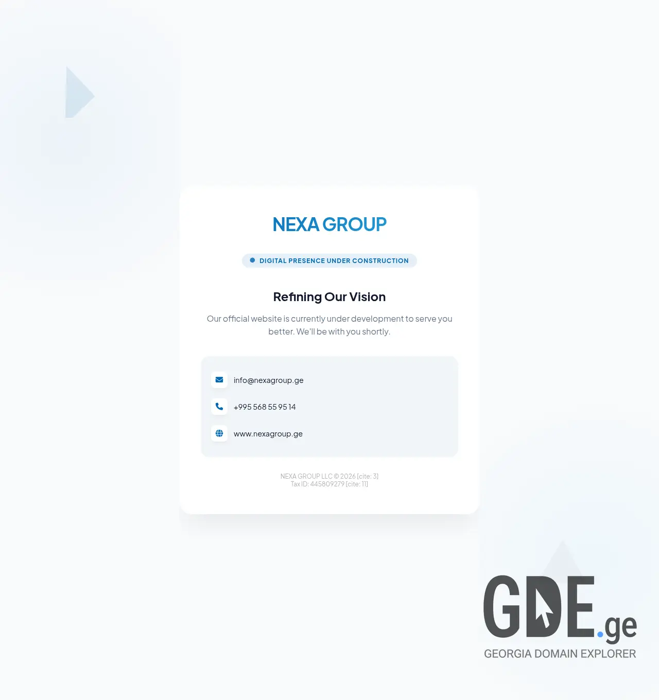 Screenshot of the site nexagroup.ge at 2026-04-15