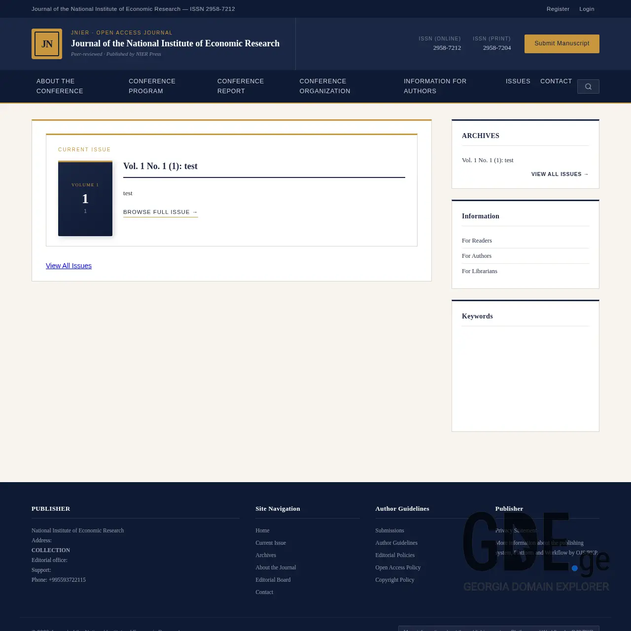 Screenshot of the site nier-conf.ge at 2026-04-03