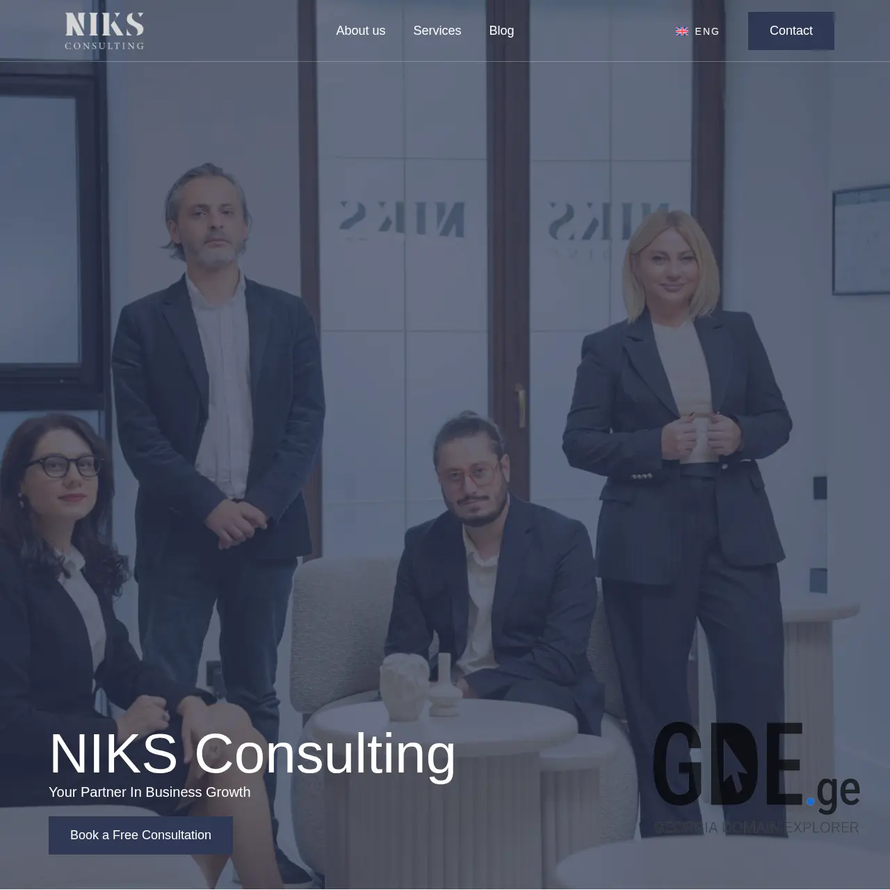 Screenshot of the site niksconsulting.ge at 2026-03-28