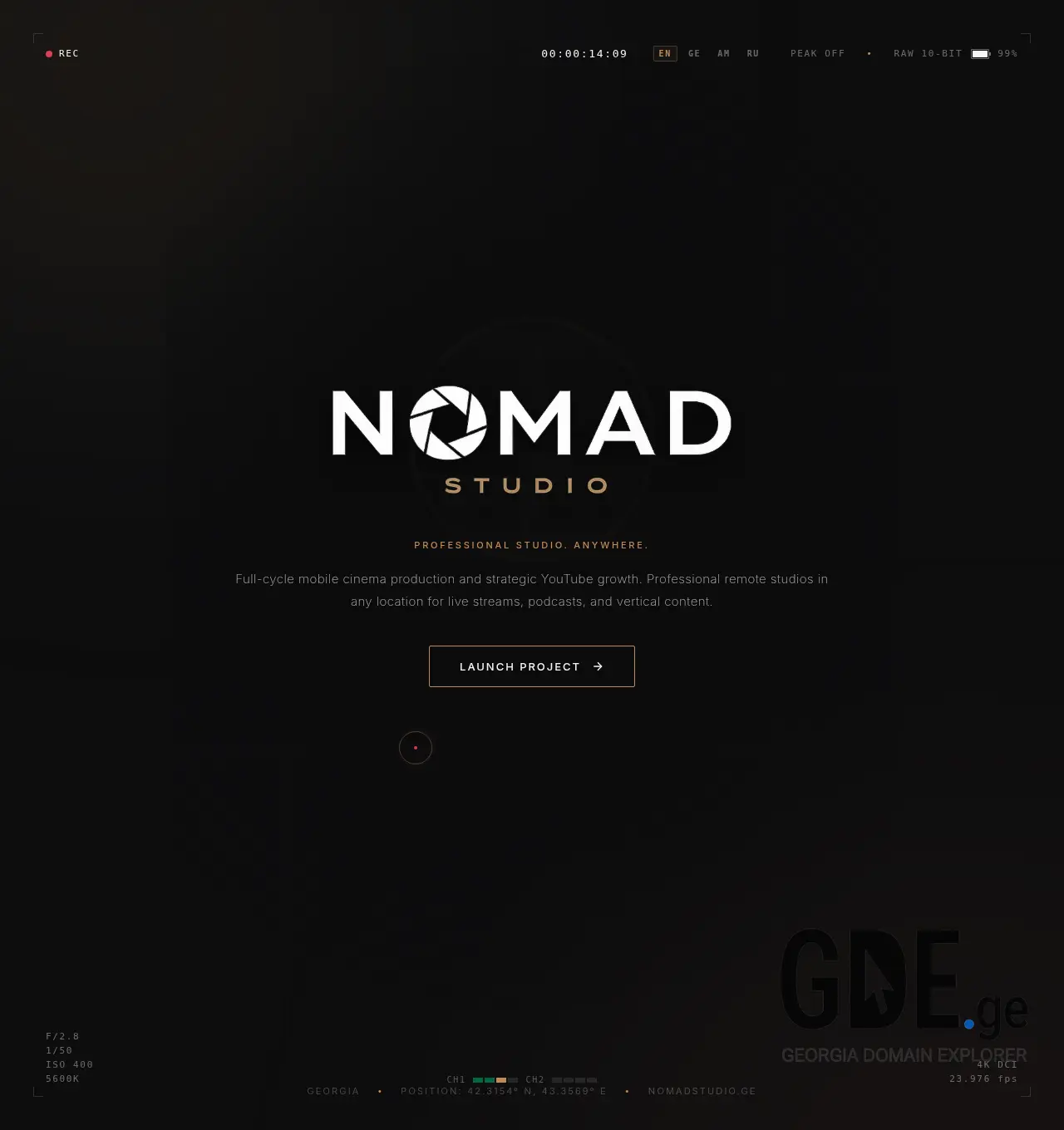 Screenshot of the site nomadstudio.ge at 2026-07-16