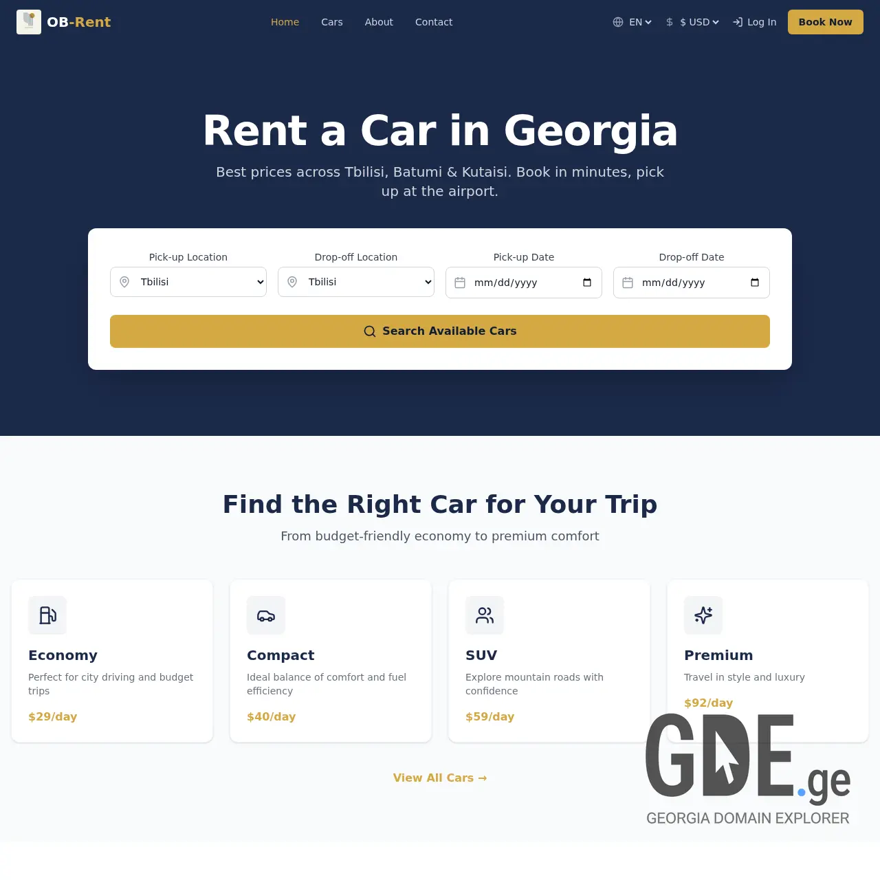Screenshot of the site obigroup.ge at 2026-03-19