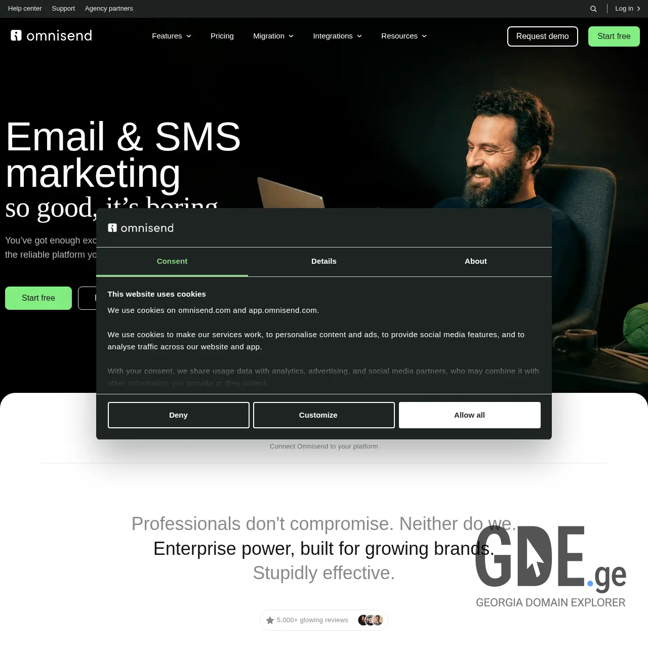 Screenshot of the site omnisend.ge at 2026-03-28