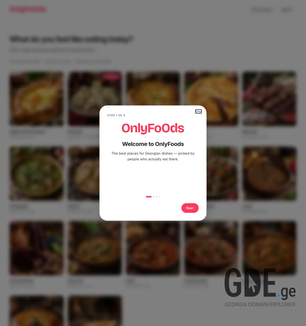Screenshot of the site onlyfoods.ge at 2026-04-29