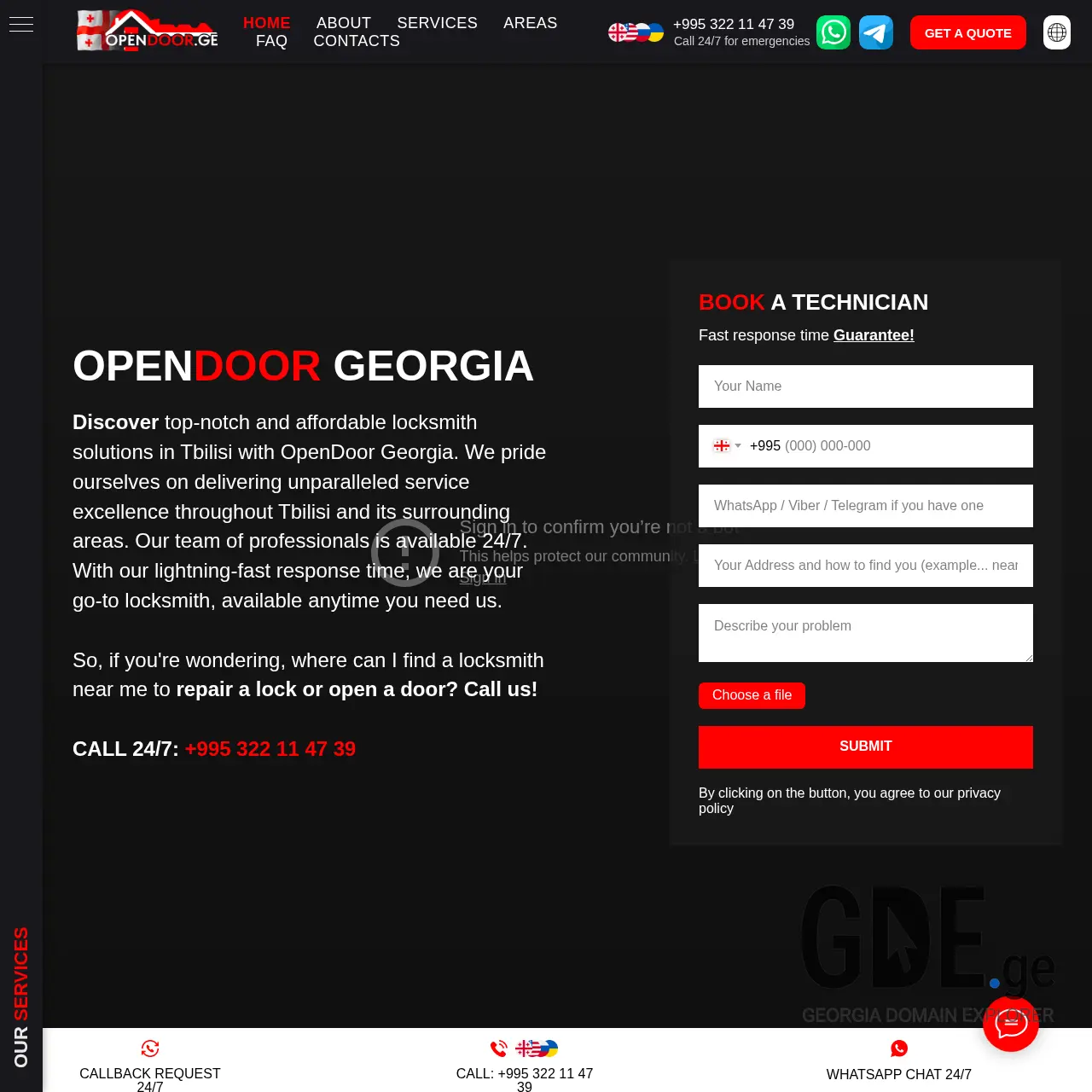Screenshot of the site opendoor.ge at 2026-03-29